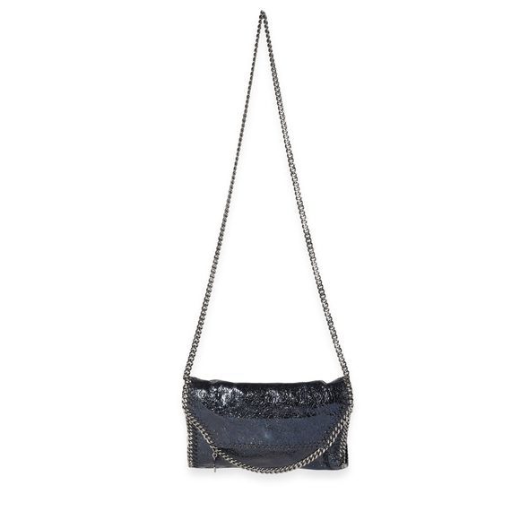 Stella McCartney Metallic Blue Cracked Vegan Leather Falabella Mini Crossbody - Picture 3 of 7